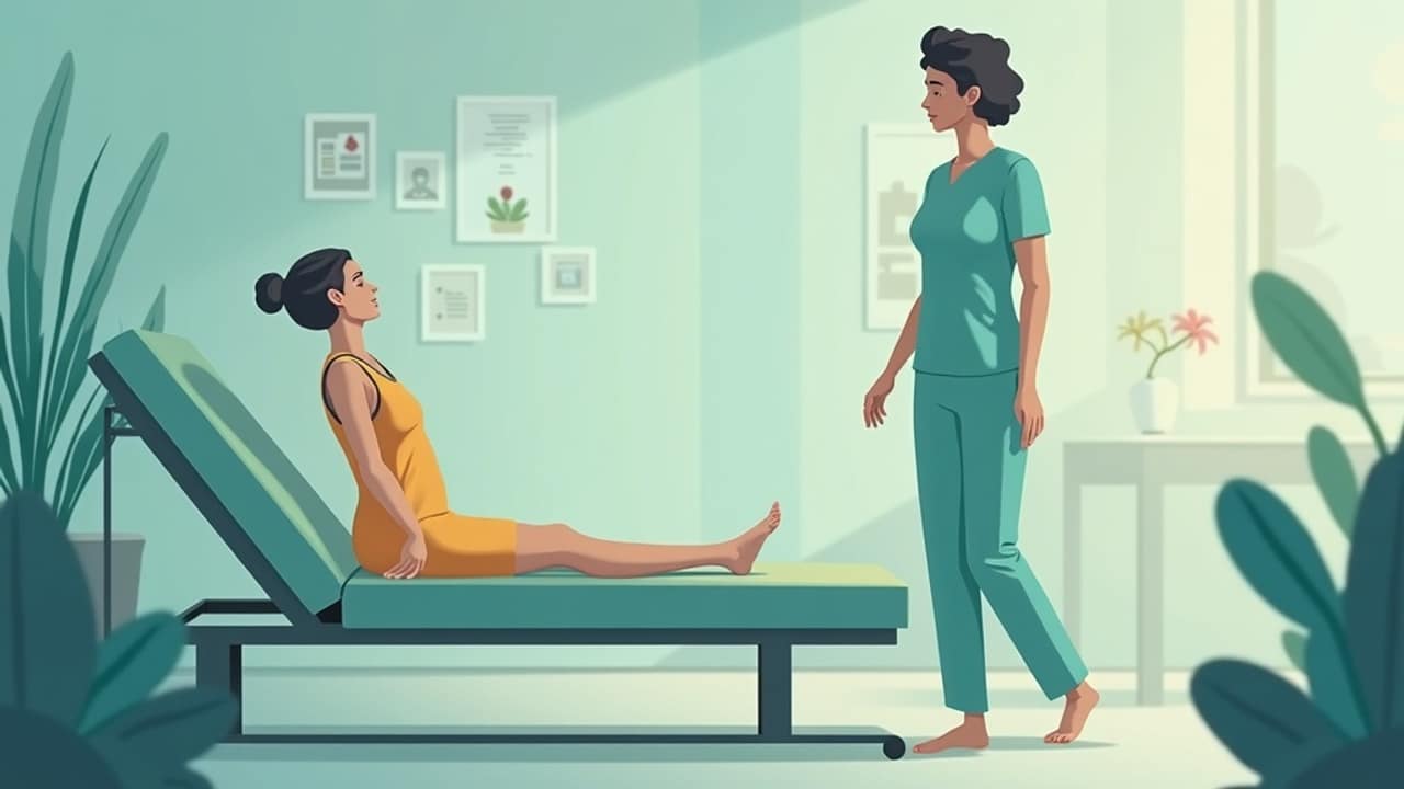 A person holding their lower back while sitting at a desk, showing discomfort