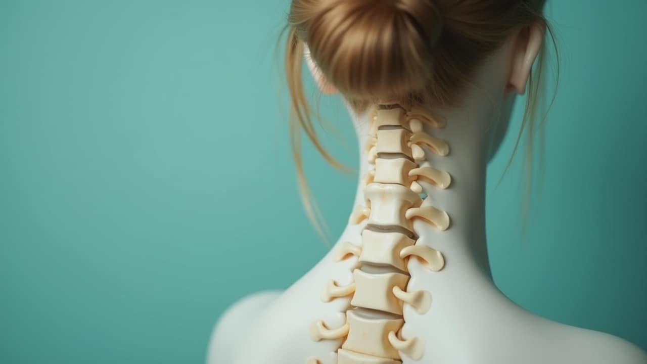 A person rubbing the base of the skull and upper neck where a cervicogenic headache tends to begin