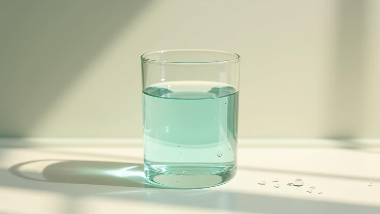 A glass of water beside a person stretching after exercise