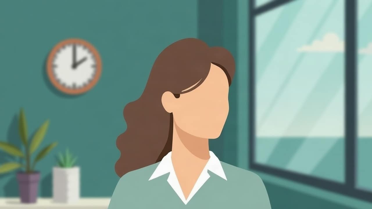 A person holding the back of their neck with a hand while sitting down and looking slightly unsteady