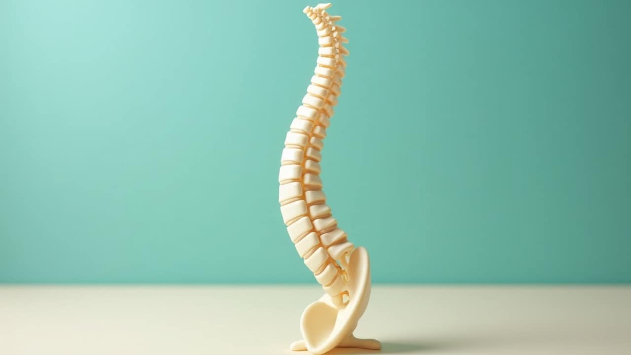 A simple illustration of the human spinal column showing its natural curves